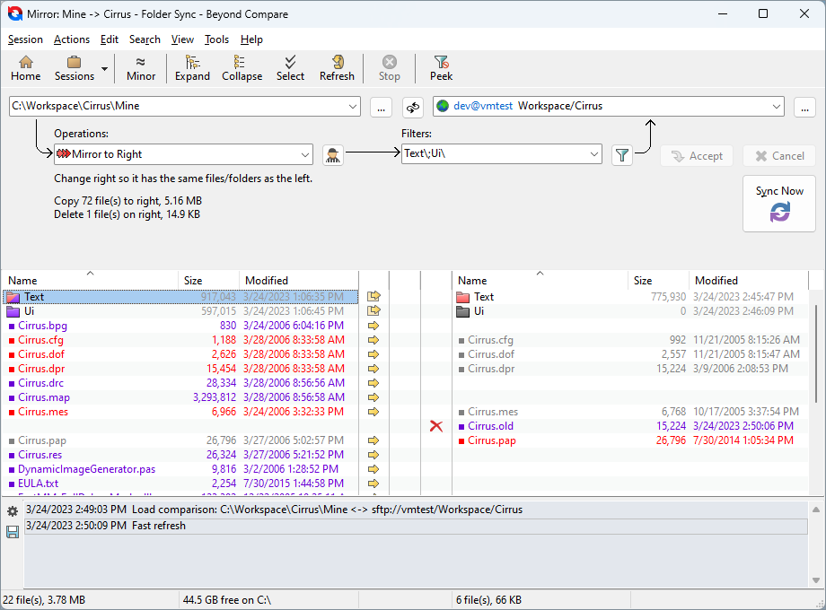 資料夾同步介面